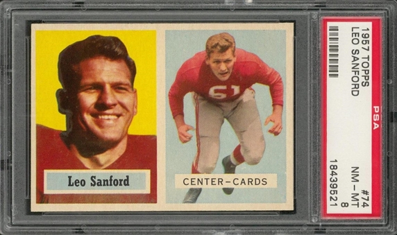 1957 Topps Football #74 Leo Sanford – PSA NM-MT 8